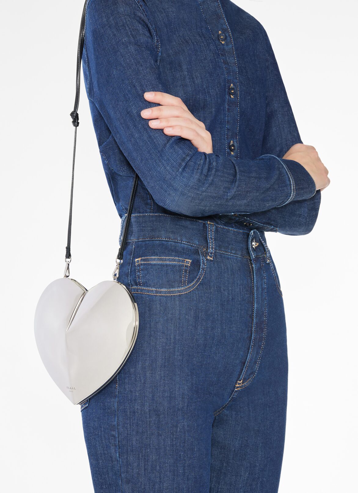 Le Cœur clutch ALAÏA SILVER LE CŒUR CLUTCH